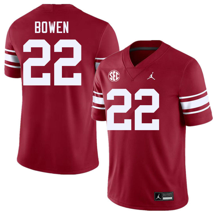 #22 Peyton Bowen Oklahoma Sooners 2024 SEC Conference College Football Jerseys-Throwback